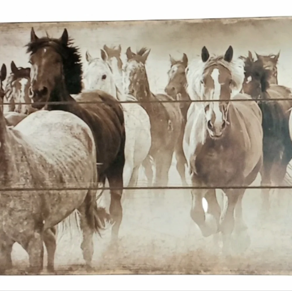 Hobby Lobby Running Horses Rustic Wood Wall Hanging